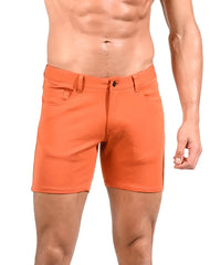 Orange men’s st33le stretch knit shorts sienna made of smooth lightweight fabric with classic stitching and button closure size 28