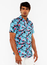 CHERRY BLOSSOMS 3D PRINT STRETCH KNIT SHIRT
