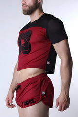 Starter mesh crop top red mesh athletic top with black number 13 and matching shorts featuring the same design
