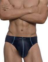 Dark blue stitch big boy pouch brief with light blue stitching and wildman waistband label for men