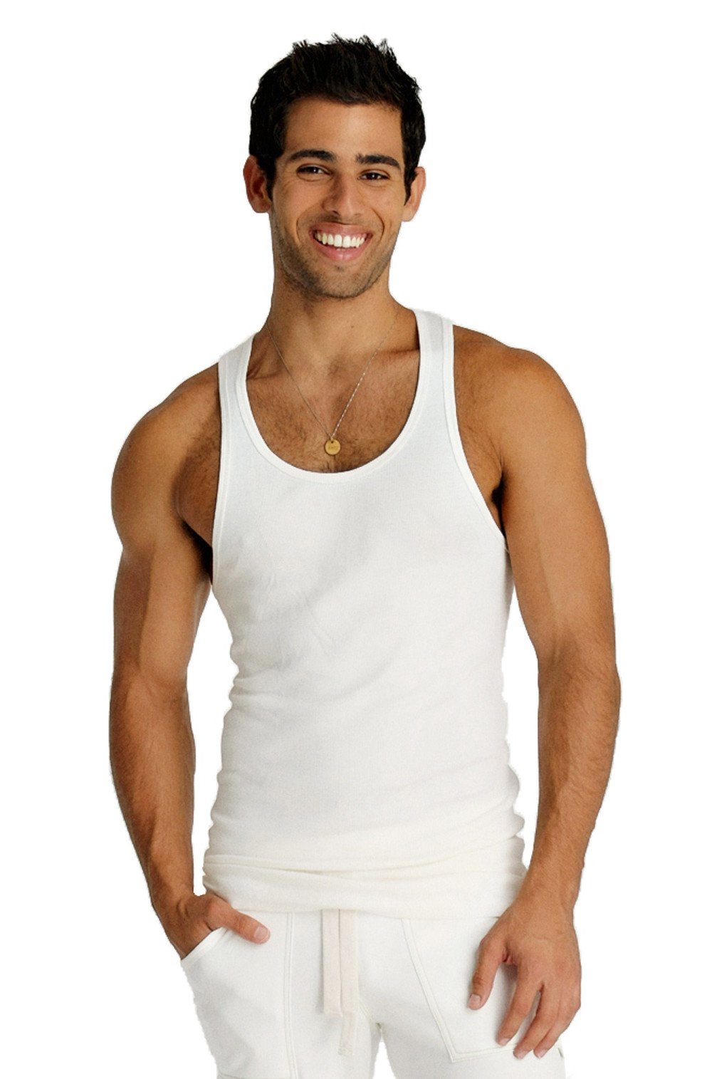 White cotton sustain tank top with simple classic design and breathable fabric for everyday comfort