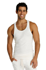 White cotton sustain tank top with simple classic design and breathable fabric for everyday comfort