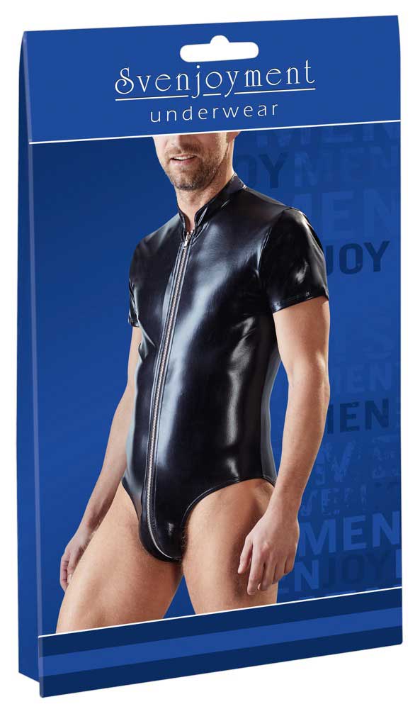 Body à fermeture éclair effet mouillé Svenjoyment Noir 2150360 Taille XL
