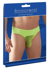Bright neon yellow svenjoyment mesh pouch jock bikini briefs with mesh panel size l for men