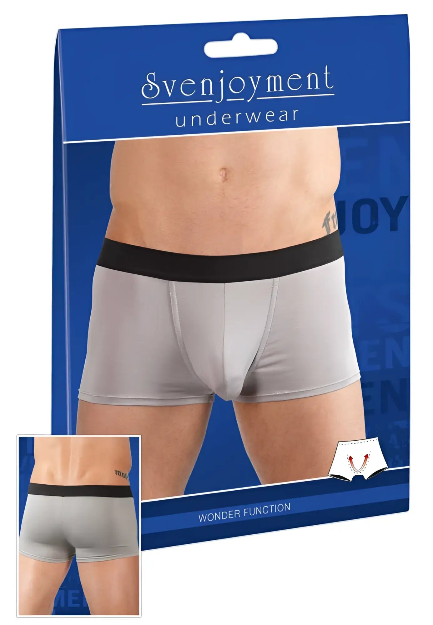 Gray svenjoyment push up microfiber boxer briefs with black waistband size M for enhanced comfort and support