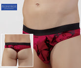 Red and black patterned men’s briefs with bold graphic design from svenjoyment trendy woman g string underwear size s