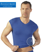 Blue sleeveless v neck men’s underwear top by Svenjoyment in size medium for comfortable casual wear