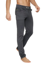 Dark gray tactical urban at home dress pant yoga pant with soft texture relaxed fit and subtle stitching details