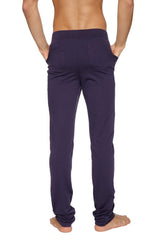 Navy blue stretchy tactical urban at home dress pant yoga pant with elastic waistband and two back pockets from back side