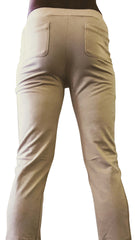 Beige tactical urban at home dress pant yoga pant back view with two pockets and elastic waistband for comfort