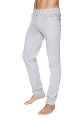 Light gray slim-fit cotton tactical urban dress pant with modern design and two-button fly in heather grey color