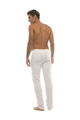 White slim-fit tactical urban dress pant yoga pant with a clean modern design for versatile active wear