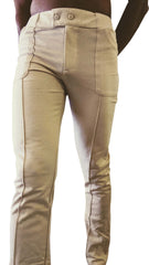 Tactical urban at home dress pant yoga pant in sand beige with slim fit buttoned waistband and visible stitching details