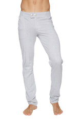 Light gray slim-fit tactical urban at home dress pant yoga pant with button closure at the waist in heather grey