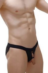 Black athletic briefs tanga teil black with a cutout design made of stretchy fabric for active wear