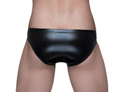 Black shiny leather briefs tartarus coated brief with glossy finish and sleek design for edgy fashion look