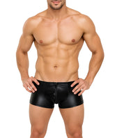 Black faux leather briefs with front zipper by tartarus coated trunk for edgy and stylish wear