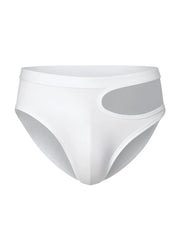 White briefs tartarus cut out brief with sheer gray side panel showcasing a stylish and breathable design
