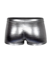 Tartarus metallic trunk shiny silver shorts with sleek reflective finish and subtle horizontal ribbing
