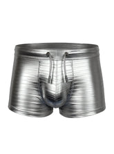 Tartarus metallic trunk shiny silver ribbed swim trunks with drawstring waistband ideal for swimming