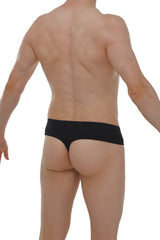 PetitQ Thong Anjouin black seamless briefs with smooth fabric finish shown from the back side