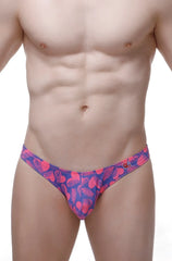 Thong bulan tropical hearts vibrant pink and purple heart patterned men’s briefs with a snug form-fitting design