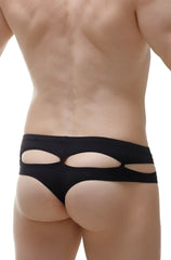 Black cut-out briefs thong carlat black with sleek form-fitting design showing the front side