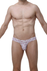 White petitQ cheeky thong featuring pink cartoon pig faces printed on the fabric for playful underwear style