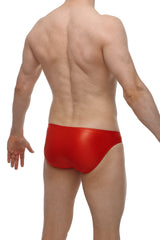 PetitQ bikini cuxac red glossy swim trunks with sleek form-fitting design perfect for swimming and beachwear
