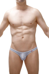 Light gray mesh thong with subtle red logo on the sideband from thong dome durtol sky blue collection