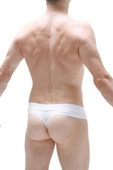 White minimalist thong underwear with smooth seamless design made from dome modal fabric front view