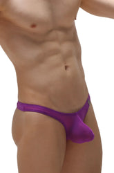 Purple sheer mesh thong with contoured design in magenta from thong dome net collection front view