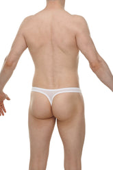 White sheer thong dome skine with a thin waistband showing the back side of the underwear