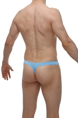 Light blue seamless fabric thong made from bamboo in a thong dome bamboo blue design