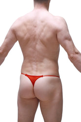 Red thong briefs in net material showing back side of thong lolif net red product