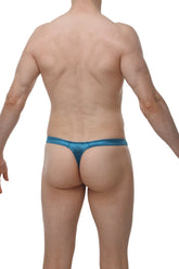 Petitq thong tower satin teal blue metallic thong showcasing its satin material and vibrant teal color