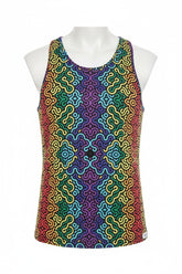 Tulio Swimwear Rainbow Maze Tank Top displayed on a white mannequin.
