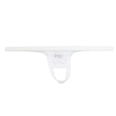 White cotton jockstrap with minimalist design u station ball holder white u0011-100 front view