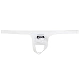 White u station ball holder thong in smooth stretchy fabric with minimalist design and white u s branding