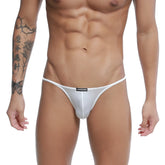 White sheer thong bikini with black brand label at waistband u station me bikini white u0032-100 back view