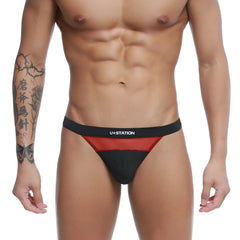 Black and red u-station bow bikini athletic briefs with bold sporty design for activewear use