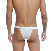 White thong briefs with a smooth seamless design and narrow waistband in u station bow bikini gray u0052-020 style