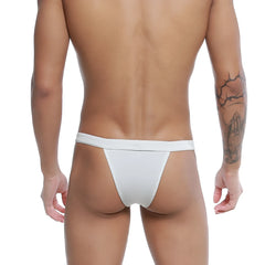White thong briefs with a smooth seamless design and narrow waistband in u station bow bikini gray u0052-020 style