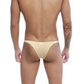 Beige sheer mesh thong with subtle shimmer from u-station dream bikini gold u0002-710 product back side view