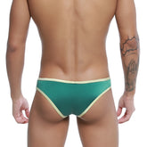 Green glittery briefs with cream-colored trim u-station encore bikini green u0082-301 front view