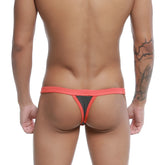 U-Station Frisa thong gray U0124-013 in coral-red with black inner panel made of smooth elastic fabric