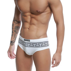 White men briefs with black greek key waistband and ua station logo in black from u station greek bikini black u0042 111