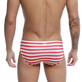 Red and white horizontally striped swim trunks u-station usa bikini u0022-606 ideal for beach and pool use