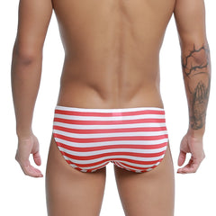 Red and white horizontally striped swim trunks u-station usa bikini u0022-606 ideal for beach and pool use