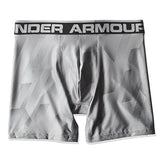 Under armour original 6in boxerjock boxer briefs in printed grey with geometric pattern and black waistband size xs